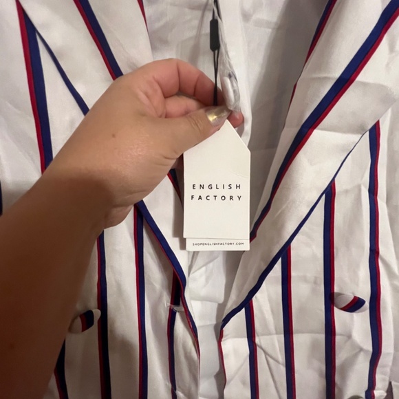English Factory STRIPED DOUBLE BREASTED BLAZER-NWT - Picture 3 of 6